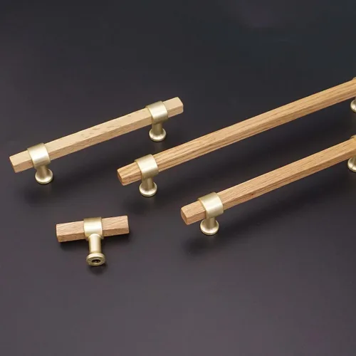 Vista 4 de Tiradores cuadrados de madera de 3.78 pulgadas para cajones, pomos de gabinete de cocina, pomos de latón para pomos de puerta de tocador