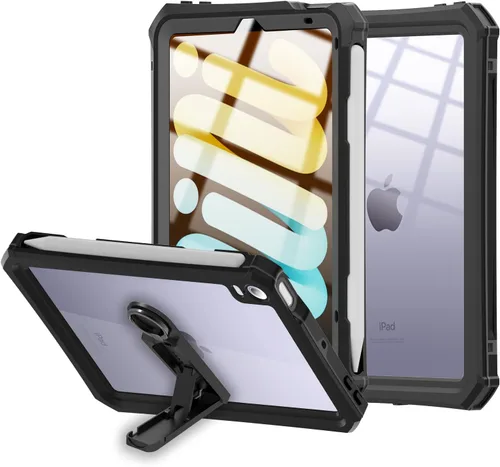 Vista 5 de ShellBox Case Funda impermeable para iPad mini 4/5, funda protectora de cuerpo completo a prueba de golpes a prueba de polvo con soporte ajustable