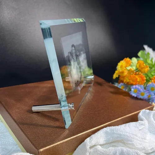 Vista 2 de Foto de cristal 2D, regalo personalizado para papá, mamá, él y ella con tu foto. Regalos de imagen personalizados para cumpleaños, boda