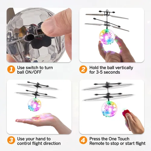 Vista 3 de Force1 Orbiter - Juguete de esfera voladora con control manual, drones giratorios para niños - Mini drones OVNI con control remoto, recargables