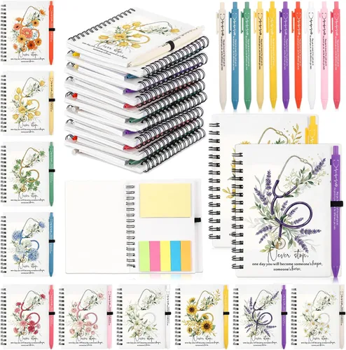 Vista 8 de Chuangdi 20 juegos de regalos de fin de año para profesores, cuaderno inspirador con bloc de notas adhesivas, bolígrafo de bambú, regalos