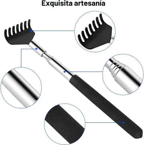 Vista 7 de Kuvvfe Paquete de 2 rascadores de espalda extensibles portátiles, rascador de espalda telescópico de acero inoxidable con hermoso embalaje de regalo
