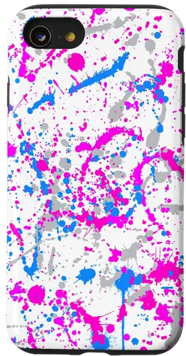 Vista 18 de iPhone 16 Rosa + Azul + Gris Blanco Patrón de salpicaduras de pintura