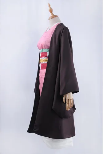 Vista 2 de Demon Slayer Anime Kimono Robe Halloween Cosplay Costume Set,Adult Size 5