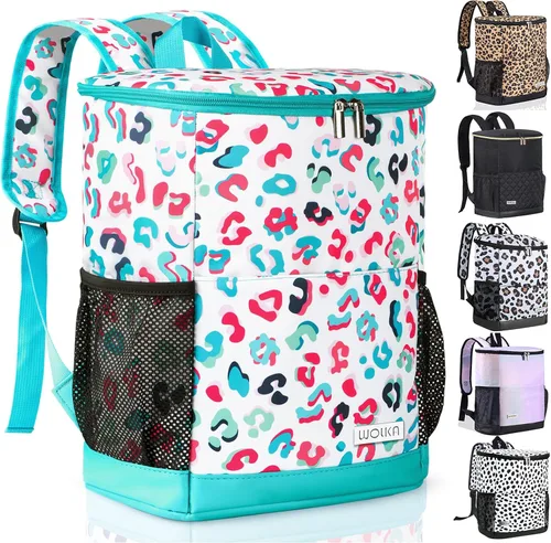 Vista 10 de Mochila Enfriadora Wolka 30 Latas, Mochilas Enfriadoras Portátiles Aisladas a Prueba de Fugas, Bolsa Enfriadora Impermeable de Lado Suave