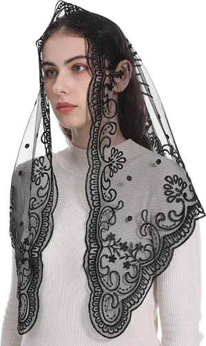 Vista 18 de Bozidol Iglesia Mantilla - Velo Católico Con Triángulo Sagrado Virgen Bordado - Velo Capilla Masa Tradicional