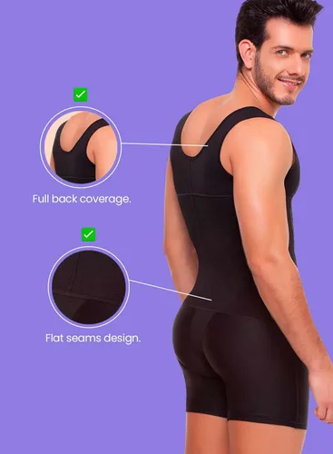 Vista 5 de Fajitex Prendas de compresión Fajas Colombianas para hombre, body moldeador de camisa para hombre, faja moldeadora para liposucción
