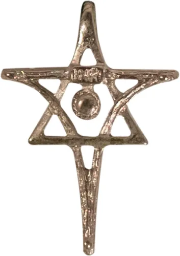Vista 4 de Inri Colgante Cruz Cristiana Mesiánica y Estrella de David Aleación de oro.