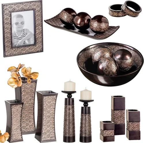 Vista 8 de Creative Scents Jarrones marrones de Dublín para centros de mesa de decoración, juego de 3 jarrones de flores ideales para decoración del hogar