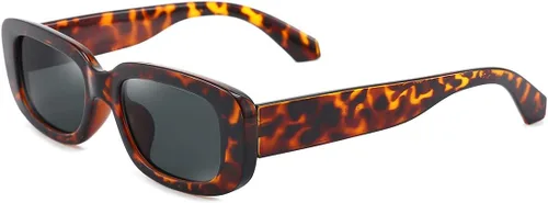 Vista 23 de Dollger - Lentes de sol rectangulares para mujer y hombre, gafas de moda retro, protección UV 400, armazón cuadrado A: negro y marrón leopardo