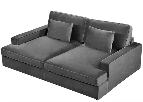 Vista 4 de Container Furniture Direct Moderno sofá cama de terciopelo con diseño lujoso, elegante centro de mesa para salas de estar elegantes y cómodos Gris