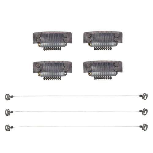 Vista 7 de 3 piezas de línea de pesca de alambre elástico invisible con 4 clips de peluca adhesivos para extensiones de cabello (negro)