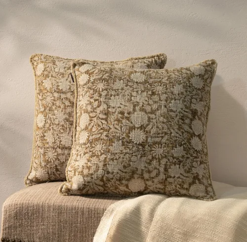 Vista 25 de Juego de 2 fundas de almohada decorativas de algodón indio vintage con estampado a mano (marrón ladrillo, 18 x 18 pulgadas (paquete de 2))