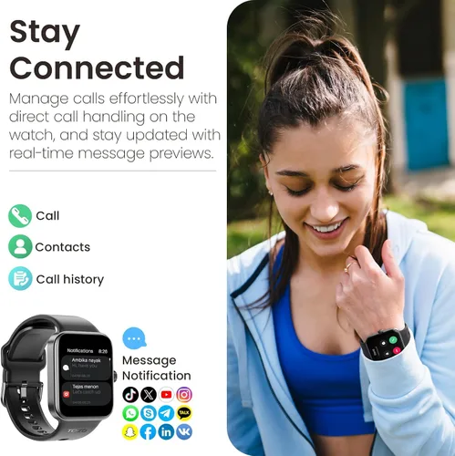 Vista 4 de TOZO S4 AcuFit One Smartwatch 1.78 pulgadas Llamadas/Respuestas Fitness Tracker Negro + A1 Mini Auriculares Inalámbricos Inalámbricos Ligero Negro
