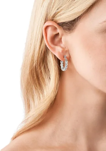 Vista 4 de Michael Kors Aretes pequeños de acero inoxidable para mujer con detalles de cristal Acero inoxidable