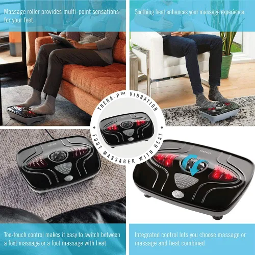 Vista 7 de HoMedics Masajeador de pies con vibración: máquina masajeadora de pies portátil con calefacción, calor calmante con sensaciones multipunto y control
