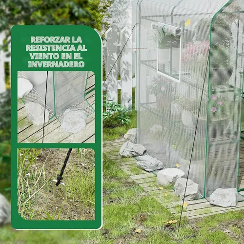 Vista 3 de SPECILITE Invernadero de 56 × 56 × 78 pulgadas para plantas de jardín al Blanco