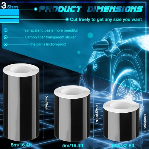 Vista 2 de Marsui 3 rollos de envoltura de vinilo de 66 pies para automóvil, protector de entrada de puerta automotriz, protector reflectante para umbral