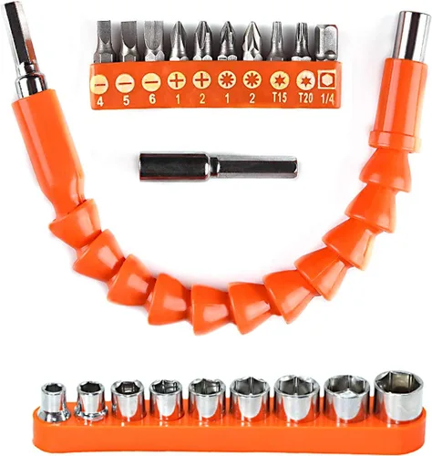 Vista 10 de Extensión de broca flexible, extensión de taladro flexible de 11.6 pulgadas, manual de 90° en ángulo recto, extensión flexible de 1/4 para taladro