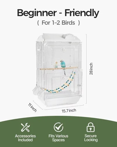 Vista 7 de Jaula para pájaros Clear View, pajarero mediano para principiantes, jaulas de respaldo para pájaros, ideal para viajes, transportador, cría de aves