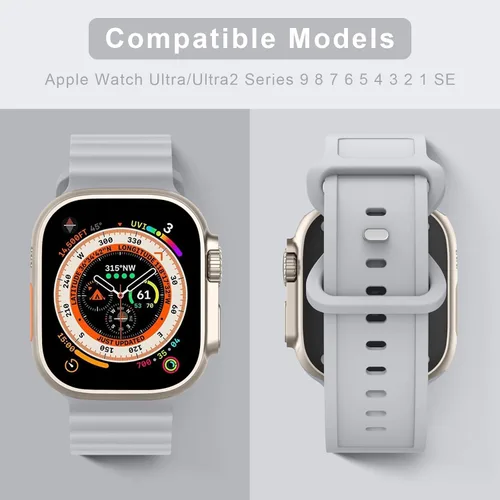 Vista 3 de Correas de silicona compatibles con Apple Watch Band Ultra de 1.929 in 1.811 in 1.772 in 1.732 in 1.614 in 1.496 in 1.575 in 1.654 in para mujeres