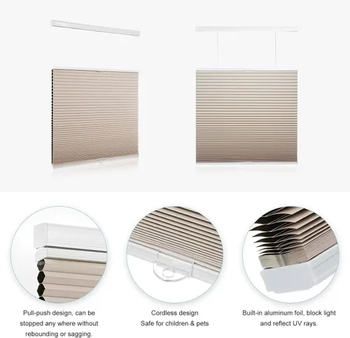 Vista 2 de MYshade Persianas Celulares Personalizadas de Arriba Hacia Abajo y de Abajo Hacia Arriba Opacas Persiana de Ventana Sin Cordón Persianas y Cortinas