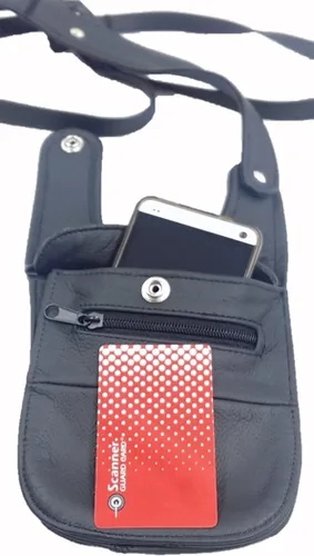 Vista 4 de Sharpshooter Bolsa de seguridad para dinero, bolsa de hombro, funda de cuero para pasaporte, cartera, Negro -, Cartera con cinturón