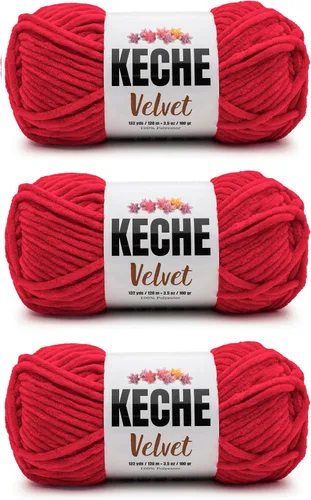 Vista 165 de Keche Hilo para ganchillo, hilo de terciopelo, chenilla suave, manta de bebé voluminosa amigurumi Yarn 3.53 oz (132 yardas) - Arona
