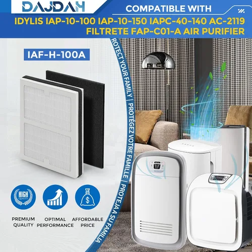 Vista 2 de Idylis - Filtro de repuesto para purificador de aire Idylis AC-2119 IAP-10-100 IAP-10-150 IAPC-40-140 y Filtrete FAP-C01-A con filtro Idylis