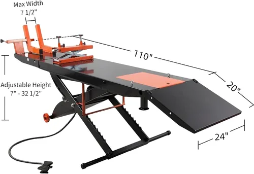 Vista 2 de APlusLift MT1500 1500LB Air Operated 24" Width Motorcycle ATV Lift Table