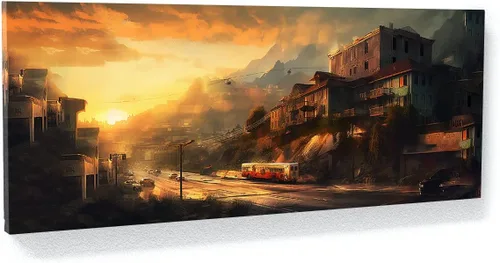 Vista 17 de Sense Canvas Arte en lienzo de la ciudad de Los Ángeles 1, decoración del hogar, póster impreso, pintura pequeña de 20 x 8 / 0.75 pulgadas