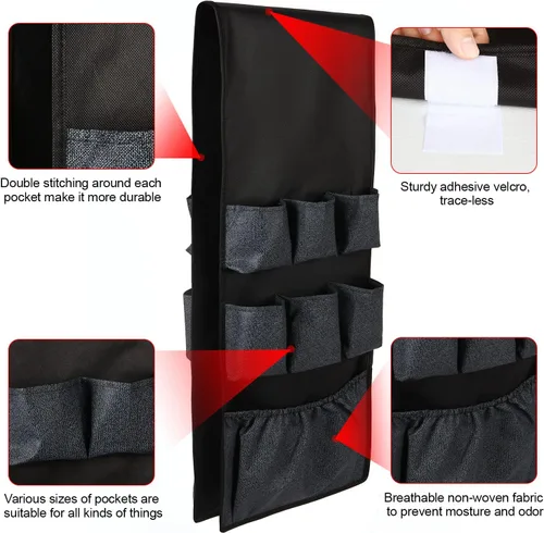 Vista 5 de Mini bolsa organizadora de almacenamiento para refrigerador, organizador de almacenamiento sobre el refrigerador con 15 bolsillos de tela extra
