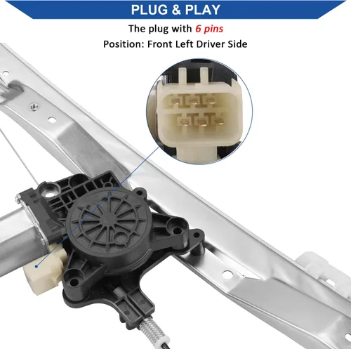 Vista 4 de Obaee 748-508 Regulador de Ventana Eléctrica Delantero Izquierdo del Lado del Conductor y Conjunto de Motor Compatible con Dodge Grand Caravan