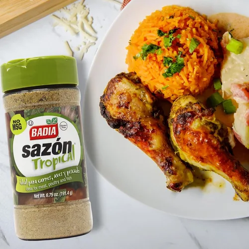 Vista 4 de Badia Sazon Tropical, 6.75 oz - Mezcla picante para carnes, aves y mariscos