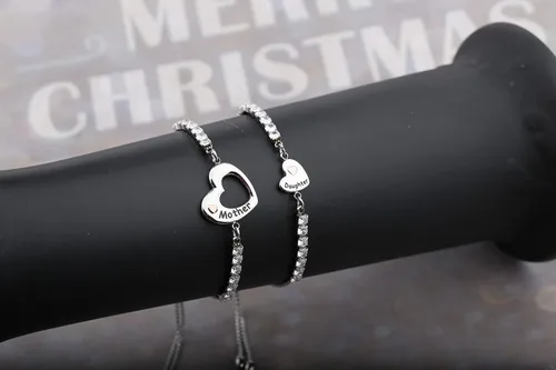 Vista 4 de Regalos para el día de la madre, joyería para madre e hija, conjunto de pulseras de deseos a juego con corazón para mamá e hija