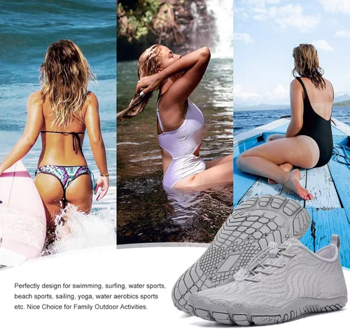 Vista 7 de HIITAVE - Zapatos de agua minimalistas para mujer, de secado rápido, para hacer natación, bucear, surfear, hacer deportes acuáticos, ir a