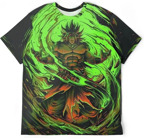 Vista 5 de Saiyajin Broly - Camisetas casuales para hombre, manga corta, unisex, cuello redondo, camisetas para jóvenes y adultos
