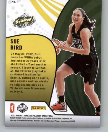 Vista 2 de 2022 Panini WNBA Revolution Vortex #1 Sue Bird Seattle Storm Basketball Trading Card