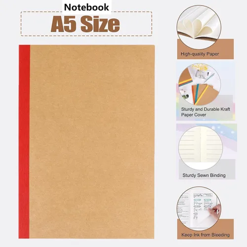 Vista 3 de Paquete de 12 cuadernos rayados con diario a granel, planificador de escritura con papel grueso, 60 páginas, 30 hojas, 21 x 13 cm para suministros