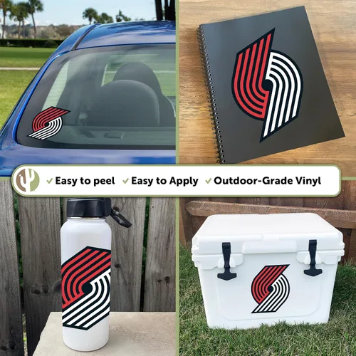 Vista 2 de Desert Cactus Portland Trailblazers NBA - Calcomanía de vinilo con licencia oficial de la NBA, botella de agua para laptop, álbum de recortes