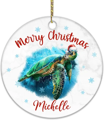 Vista 15 de Hyturtle Adorno de Navidad personalizado para los amantes de los ajolotes – Adorno de cerámica con nombre personalizado de Feliz Navidad – Lindo
