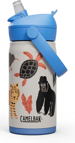 Vista 23 de CamelBak Thrive Flip Straw Kids Bite Valve Stainless Steel Water Bottle Biking Dogs, 12oz Perros en bicicleta