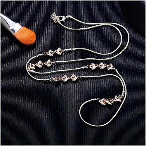 Vista 6 de Collares largos para mujer, collar largo de corazón entrelazado, collar de hebra