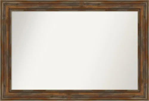 Vista 150 de Amanti Art Espejo de baño marrón para sobre fregadero, 26 x 26 pulgadas, espejo de tocador cuadrado marrón rústico Alexandria, marco de madera