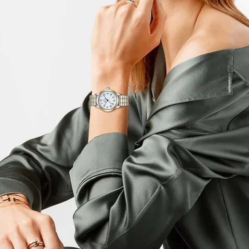 Vista 4 de BOSHIYA Reloj con banda elástica para mujer Easy Reader de 1.181 in analógico de cuarzo con correa elástica de acero inoxidable, impermeable, reloj
