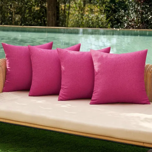 Vista 19 de MIULEE - Paquete de 4 fundas decorativas de cojín para exterior, de lino, impermeables, para jardín, patio, tienda de campaña, balcón, sofá, 16 x 16