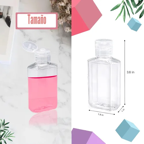 Vista 2 de Paquete de 40 botellas recargables de plástico de 2 onzas con tapa abatible, botellas de tamaño de viaje, recipientes reutilizables para viajes