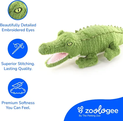 Vista 4 de The Petting Zoo Peluche de cocodrilo, regalos para niños, animales de vida silvestre Earth Keeperz, juguete de peluche de cocodrilo verde Zoologee