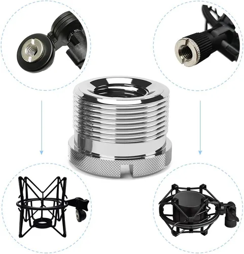 Vista 2 de Adaptador de tornillo de micrófono moleteado macho de 5/8 pulgadas a hembra de 3/8 pulgadas para soporte de micrófono de micrófono de 4 piezas