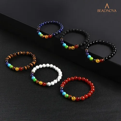 Vista 6 de Cuentas Beadnova redondas de ónix negro de 4 mm, sueltas, para hacer joyas (90-92 piezas)